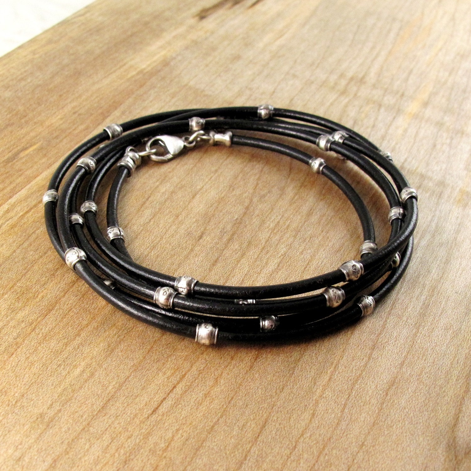 Multi Wrap Silver and Leather Bracelet
