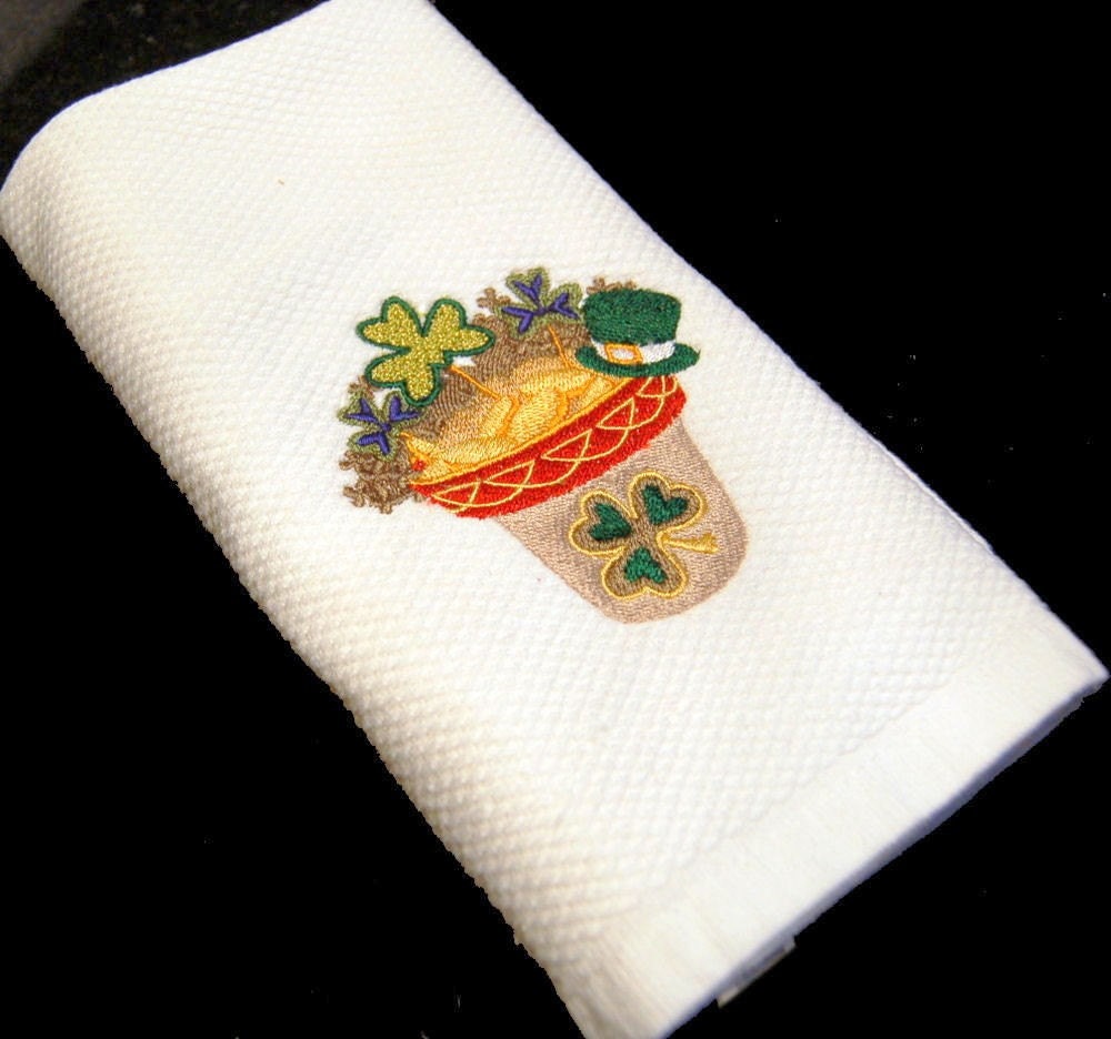 Irish St.  Patrick's Day Shamrock Planter towel