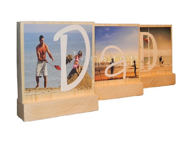 PERSONALIZED PHOTO GIFTS for Dad- Great Fathers Day Gifts-Set Of 3 Personalized  Photo Blocks- Great Birthday Gifts to Give