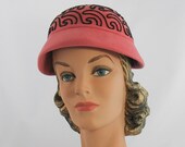 Vintage 1950s Pink Felt Beaded Hat