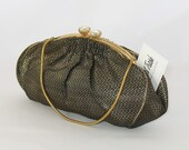 Vintage 1950s Black and Gold Evening Bag