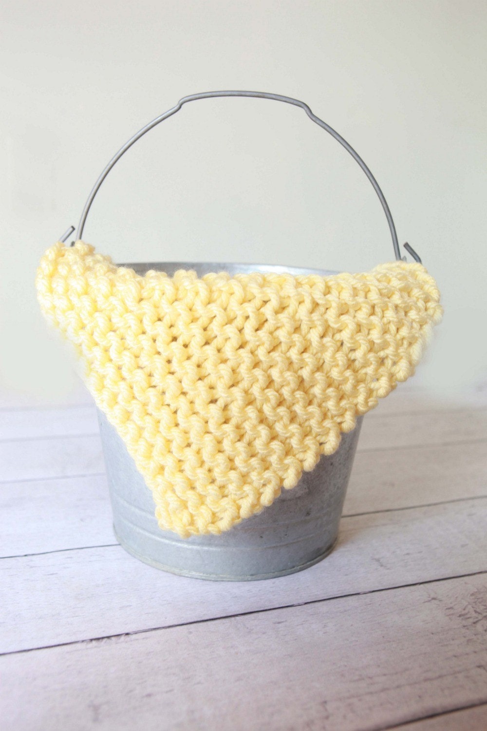 Knit Baby Square Blanket Afghan Lemon Yellow Colors Newborn  Photo Props