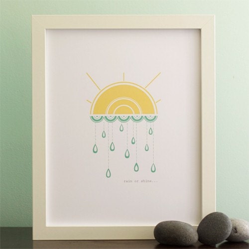 Rain or Shine, Yellow & Teal 8x10 Print
