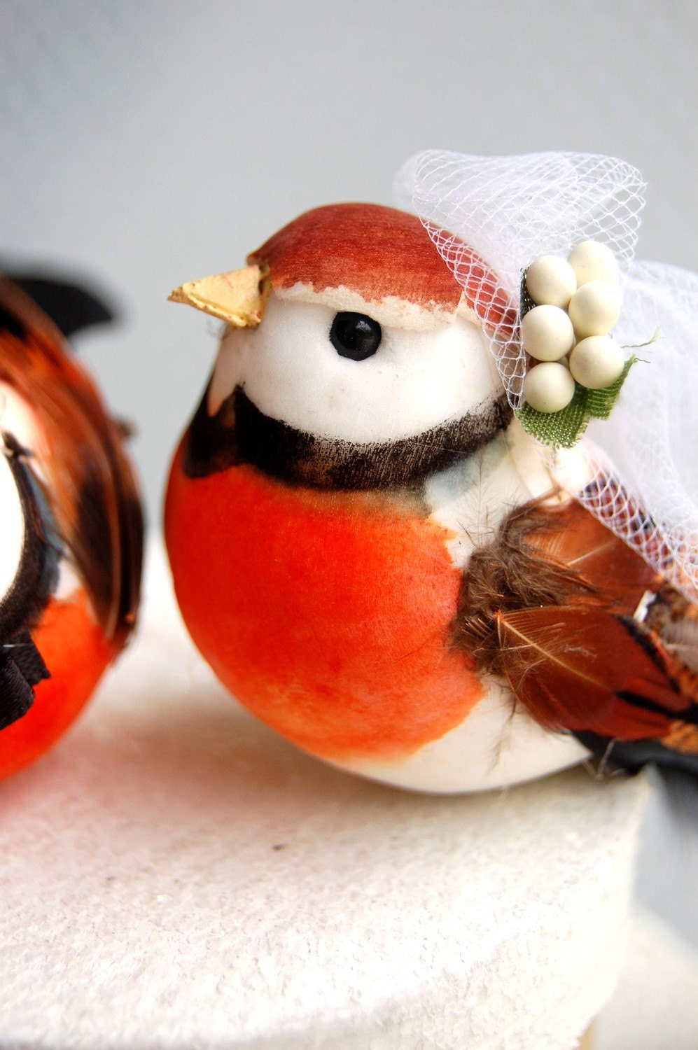 Orange Bird Wedding Cake Topper: The Jaunty Bride and Groom