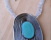 Necklace Clear Quartz and Turquoise Pendant