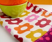 Red, Orange and Pink Retro Cotton Tea Towel