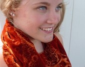 Velvet Scarf Circle Cowl DMB FD Orange Copper Rust Lace Custom Embossed by Velvet manna for Etsy