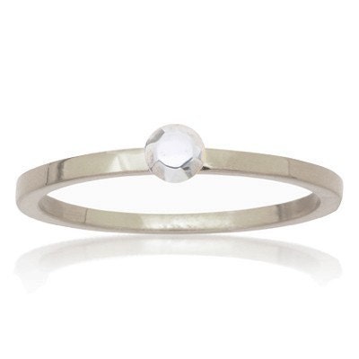 Mini diamond ring - faceted silver ring -recycled sterling silver -stack ring - Modern Rock - size 8