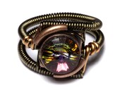 Steampunk Jewelry - RING - Volcano Swarovski Crystal - CatherinetteRings