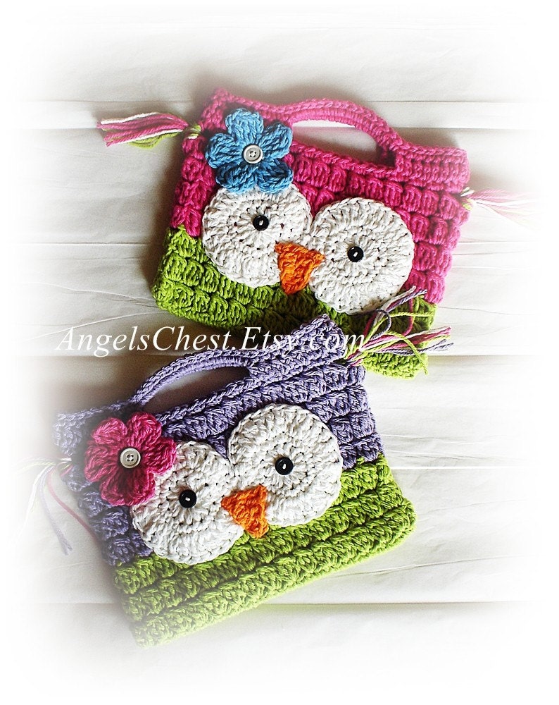 PDF PATTERN Cute Hand Crochet OWL Purse Handbag Boutique Design - No. 15