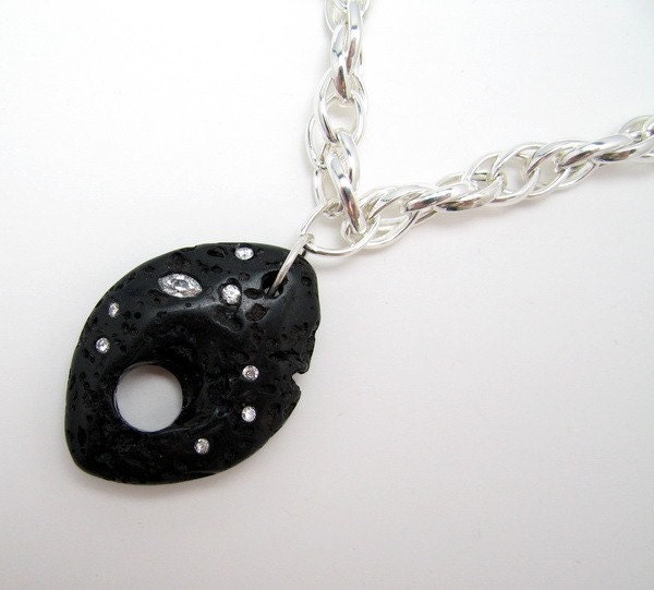 Sterling Silver Lava Rock and .50ctw Diamond Necklace