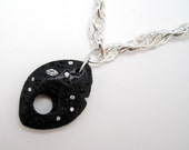 Sterling Silver Lava Rock and .50ctw Diamond Necklace