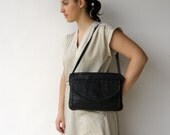 Vintage Ink Black Rectangle Leather Shoulder Bag