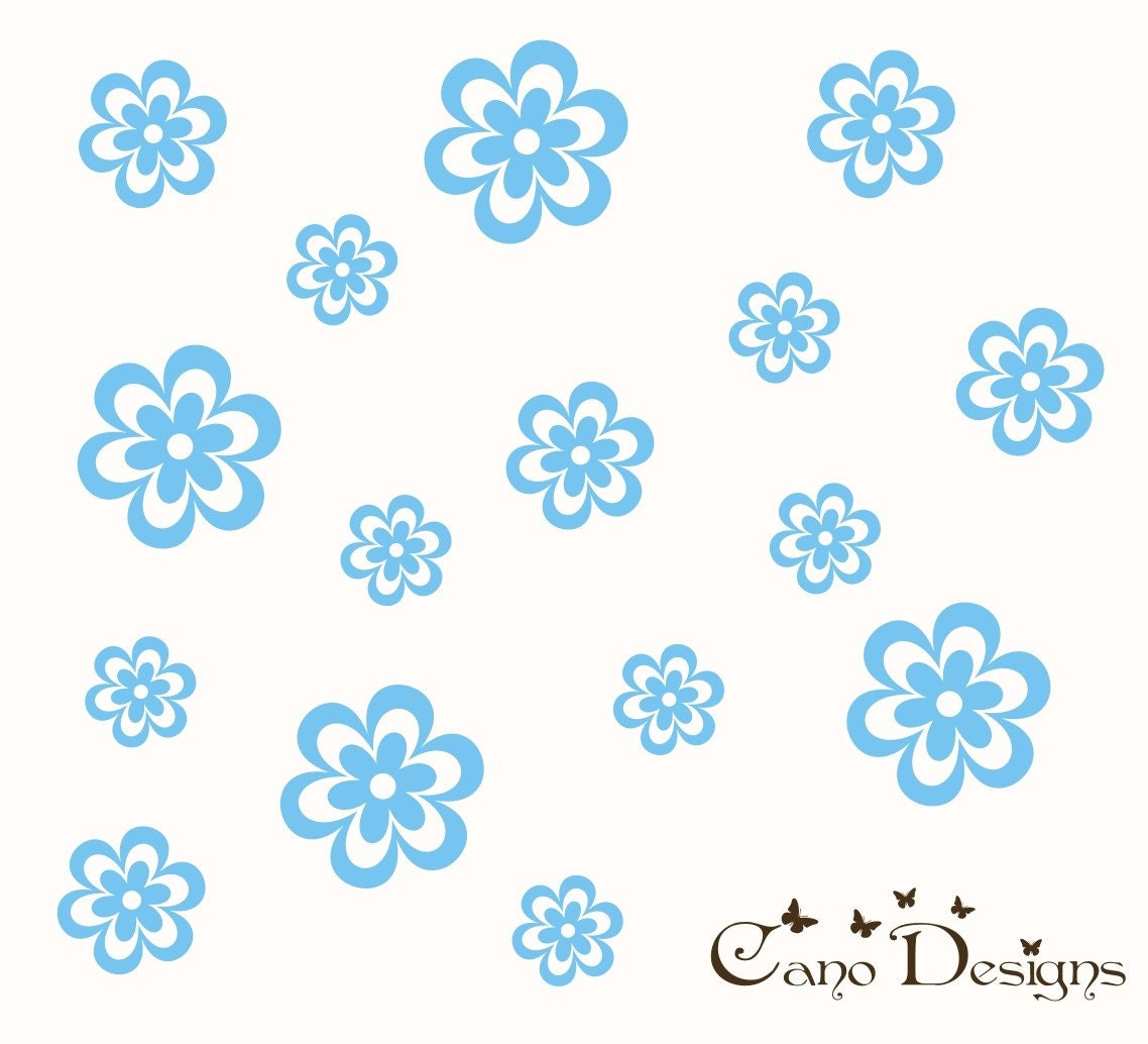 Flowers Set of 12, Flowers 12 Pack, vinyl wall decals, living room, nursery, kids & teens room, removable decals stickers