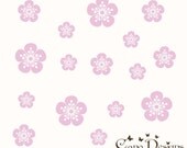Flowers Set of 12, Flowers 12 Pack, vinyl wall decals, living room, nursery, kids & teens room, removable decals stickers
