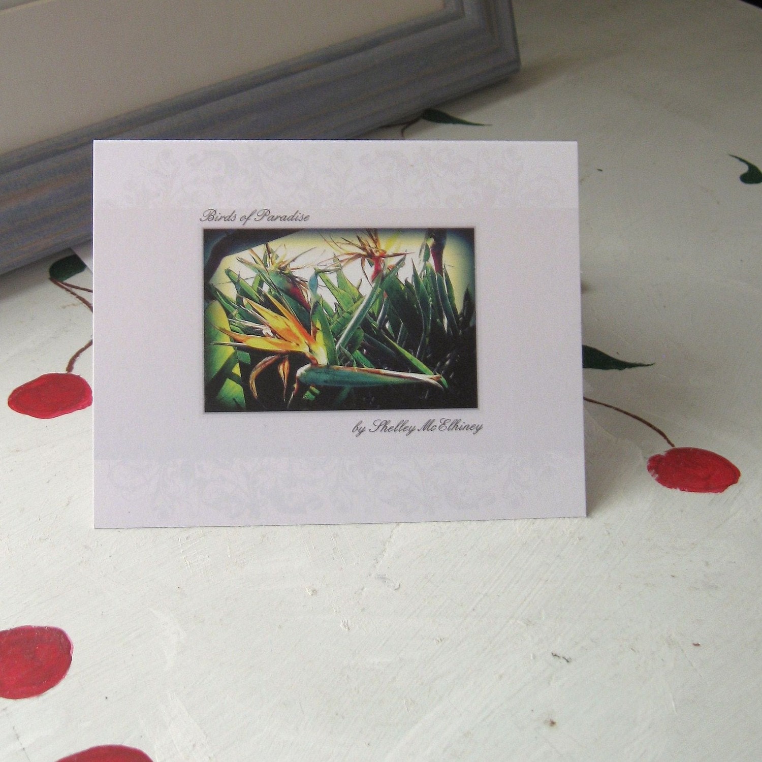 BLANK CARD Tropical FLOWERS "Birds of Paradise"