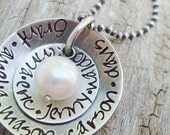 rustic personalized grandma jewelry ... hand stamped sterling silver mothers necklace.. personalized name necklace