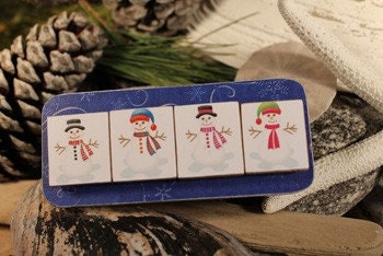 Silly Snowmen Scrabble tile Magnet Set with their own matching Tin