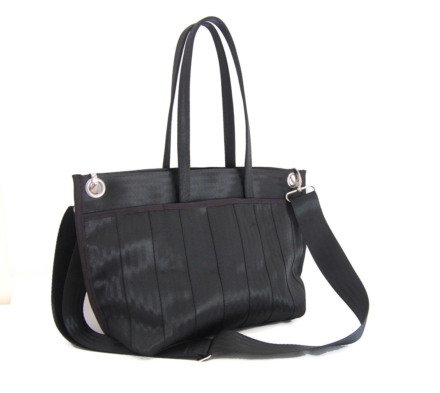 The Ampersand Bag - Large Black Travel Purse with Adjustable Strap - Messenger / Cross-body Bag