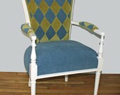 SALE Vintage Harlequin Diamond Velvet Retro Bergere Chair