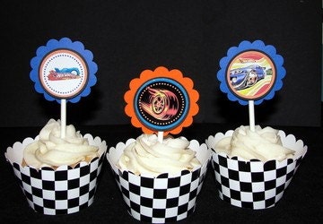 Hot Wheels Cupcake Toppers Personalized for Boy Hot Wheel Birthday Party