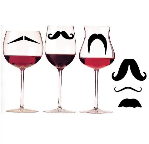 BUY any 2 and get 1 FREE - "Mustache Stikrz - set of 6 " - Fun Party Favors Geekery Decal 110G