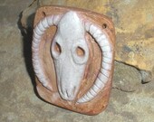 Dead and Gone ... Jasper Skull carved solid stone ... focal pendant bead with 2 holes ... 48mm taLL