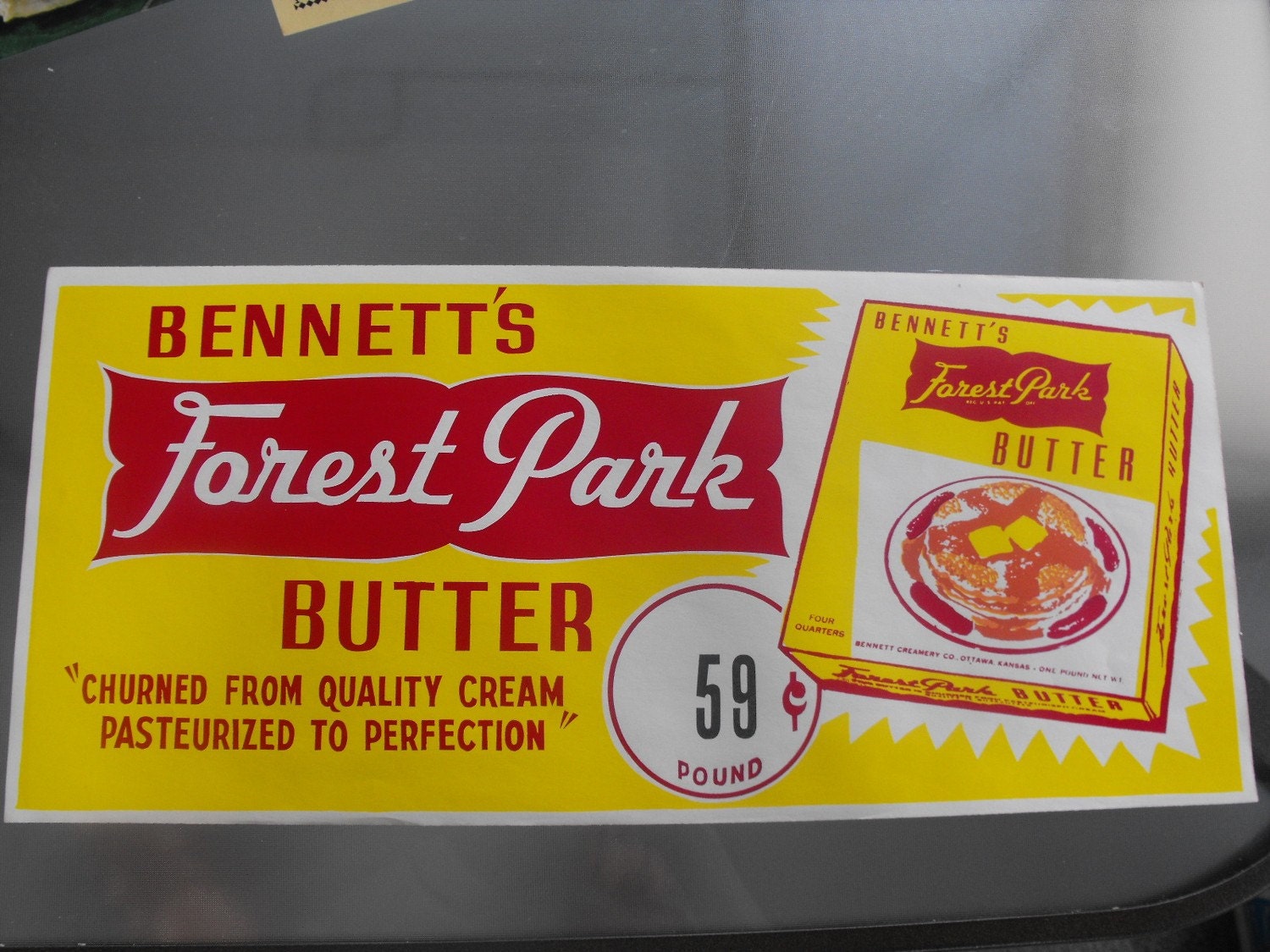 VINTAGE Bennett's Forest Park Butter Ottawa Kansas Poster Advertisement
