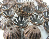 Antique Copper Bead Caps - Set of 30