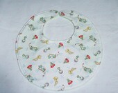 Baby Bib, four soft layers, reversible, colorful toys