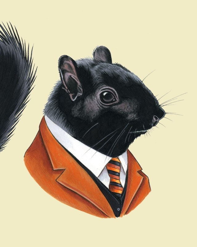 Black Squirrel art print 8x10