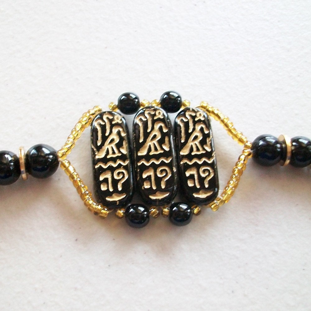 Black Egyptian Cartouche Bracelet fashion jewelry, plus size