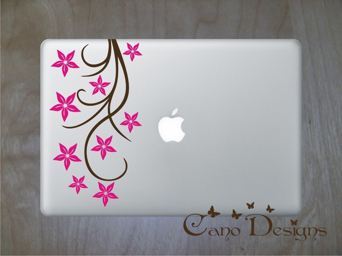 Floral Laptop Skin Vinyl Decal 2 colors- Branch Vinyl decal sticker, flowers decals stickers