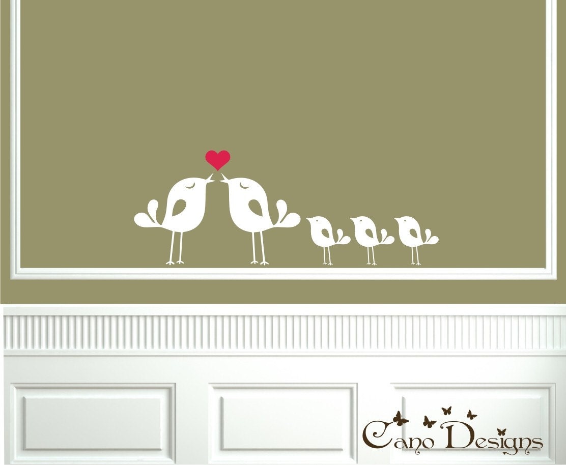 Lovely Bird Family, Vinyl wall decals stickers, living room, nursery, home decor, removable decals stickers