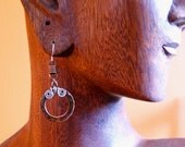 Hammered Copper Dangle earrings Wiith Sterling Silver