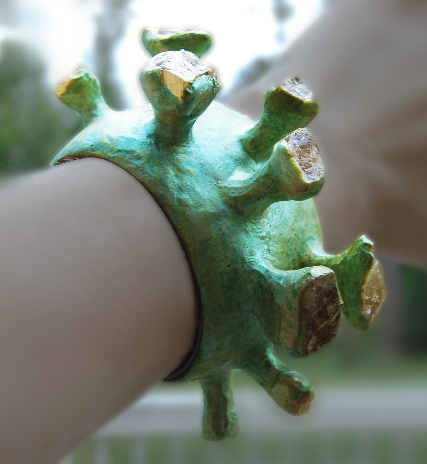 Citrine Chunks Big Bold Bracelet Cuff