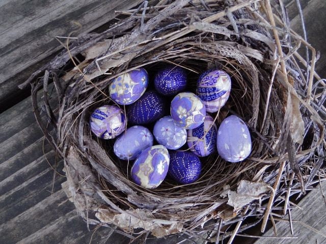 Cute tiny purple Chiyogami paper wren eggs set of 12 MADE TO ORDER