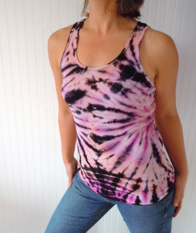 Peaches, Cream and Black Tie Dye Tank