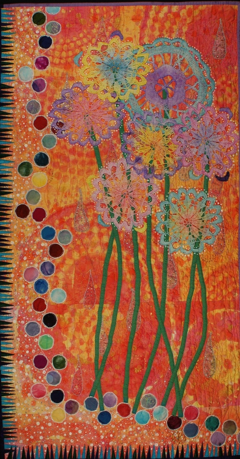 Handmade Art Quilt - GRANDMA'S FLOWERS