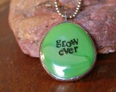 Green "Grow Ever" Bubble Glass Necklace