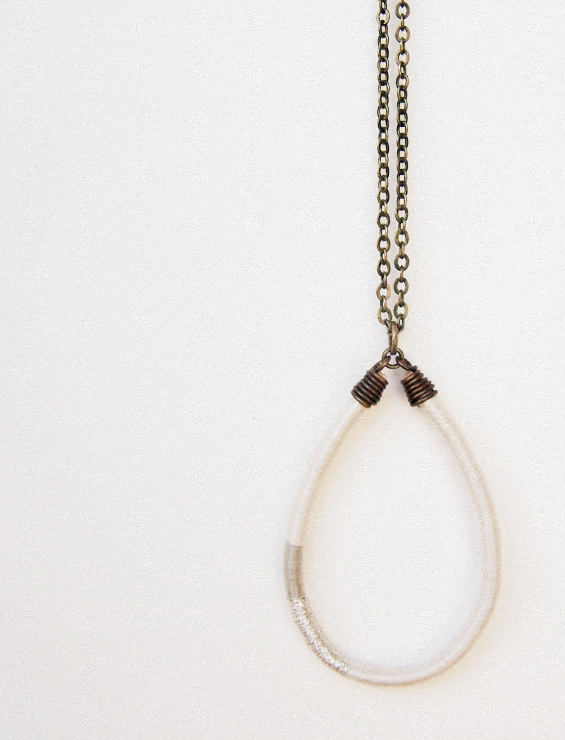 large OWEN necklace - textile, leather, antique brass (platinum silver dove)