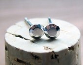 Teeny tiny faceted sterling round fake diamond stud earring