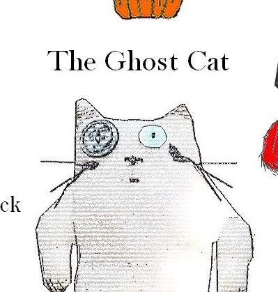Primitive Folk Art Ghost Cat Paper Doll Original