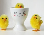 Custom hand-painted happy egg cup - personalised with handwritten name