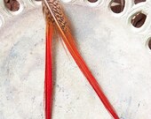 warrior - very long red feather earrings