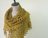 Shawl Lace Fashion Shawl Mustard Triangle Soft Wrap Scarf Stole. Spring Fashion Holiday Accessories Fall Fashion - Gift For Her