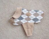 Argyle fleece dog coat with collar