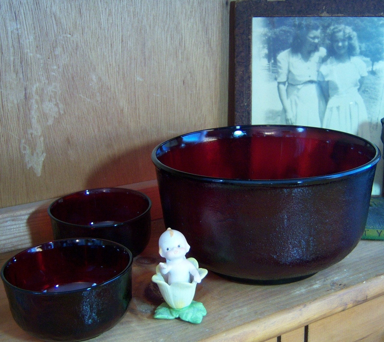 7 Piece Arcoroc Sierra Ruby Glass Salad Set
