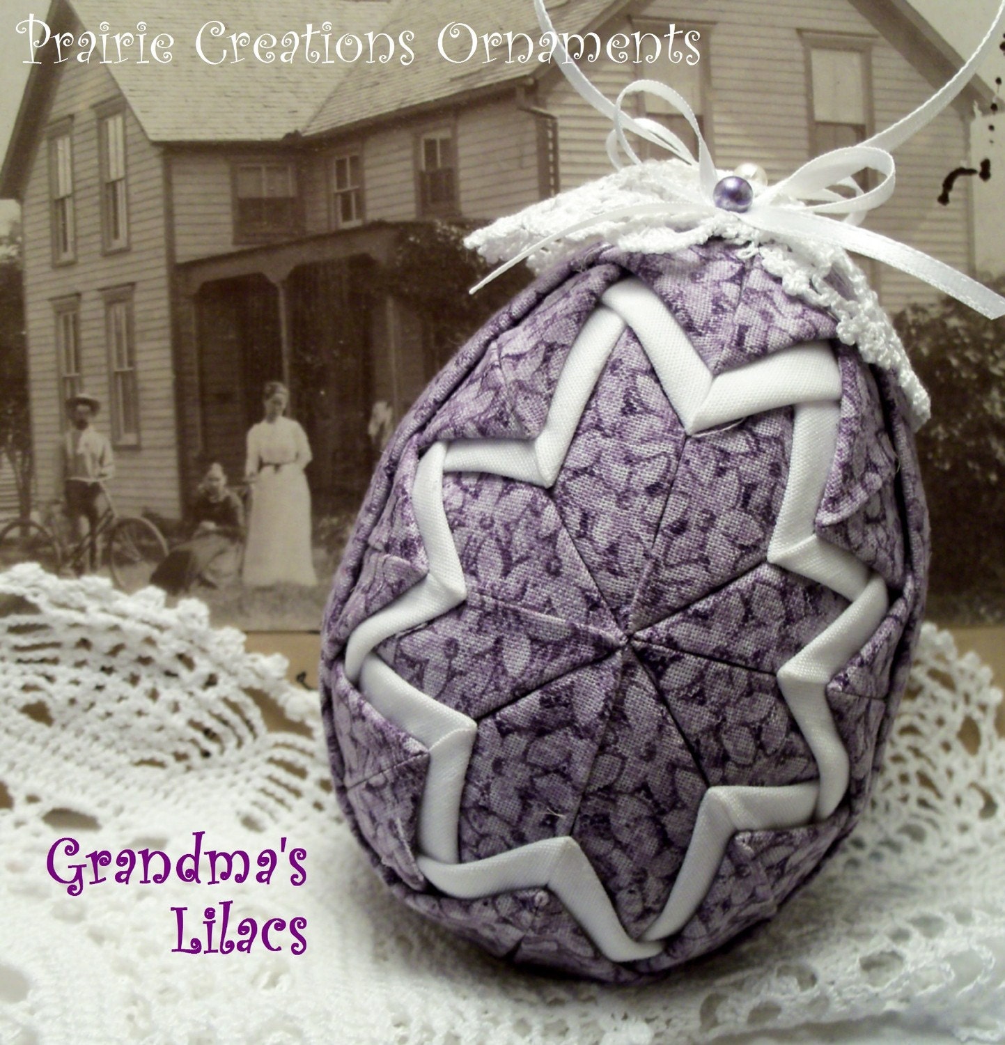 Spring Quilted Ornament - Grandma's Lilacs