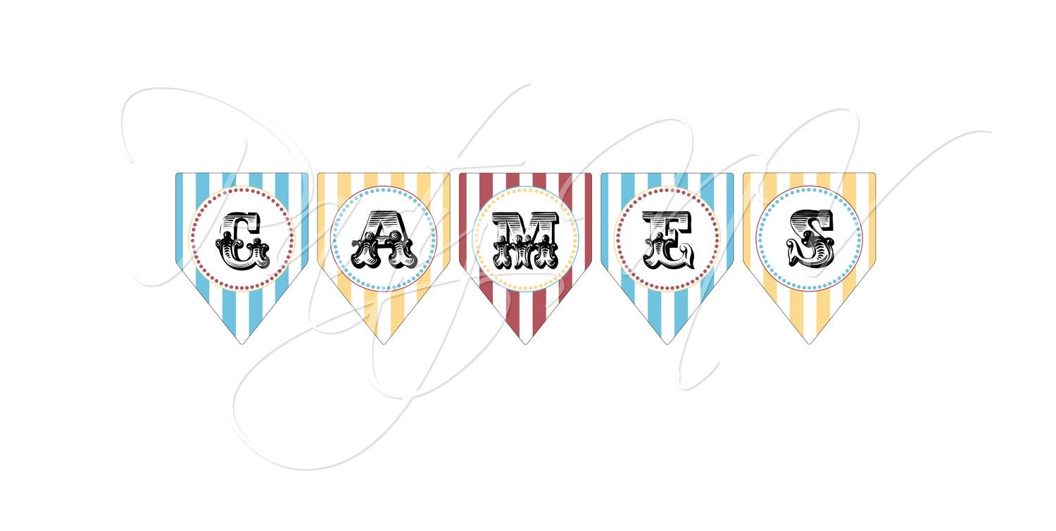 PRINTABLE ("Games" BANNER) - "Old Time" Carnival Collection- Vintage Design Il_170x135